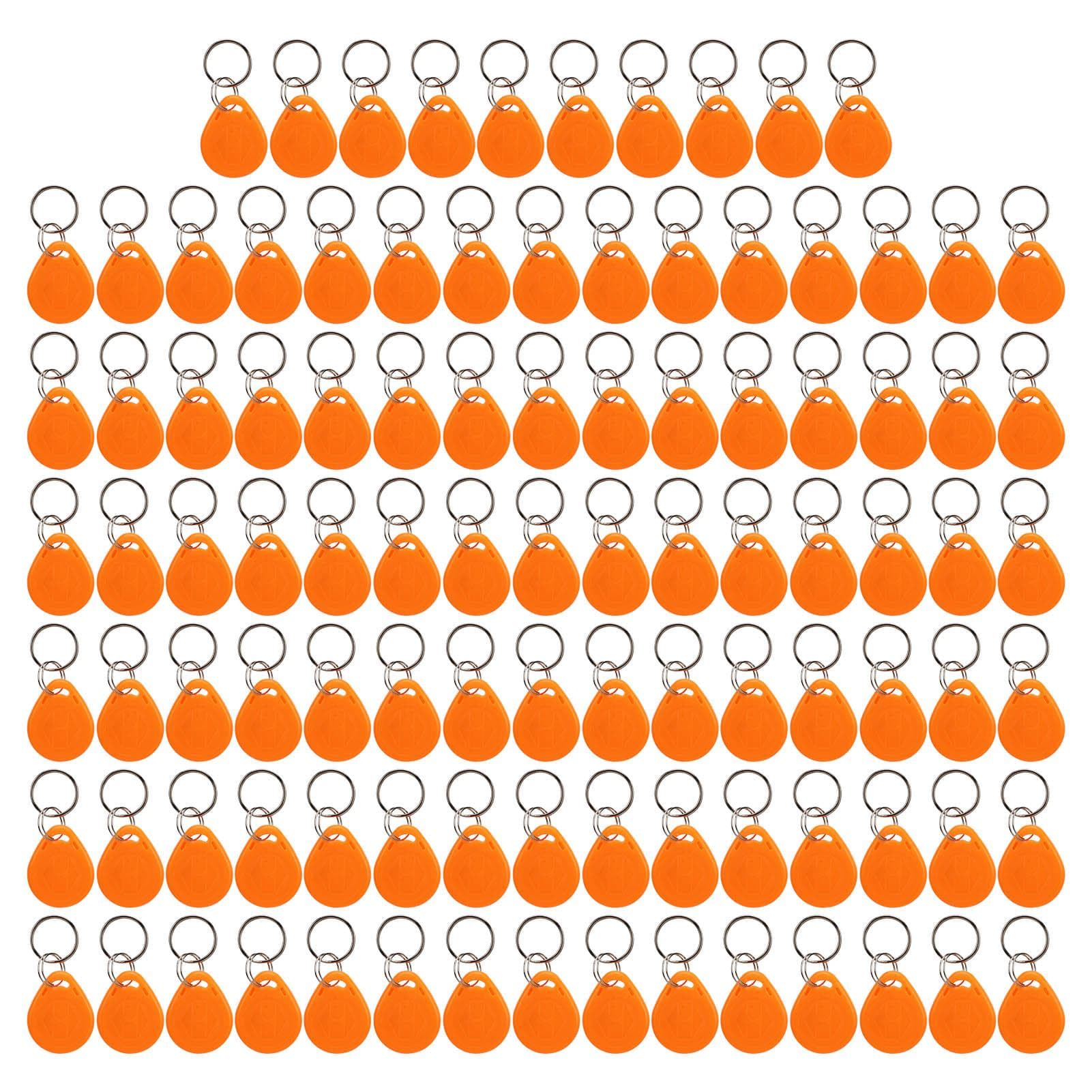 100 Pcs Door Lock Key Fobs 125KHz Read Only Smart Contactless Proximity ID Card Access Control Tag orange
