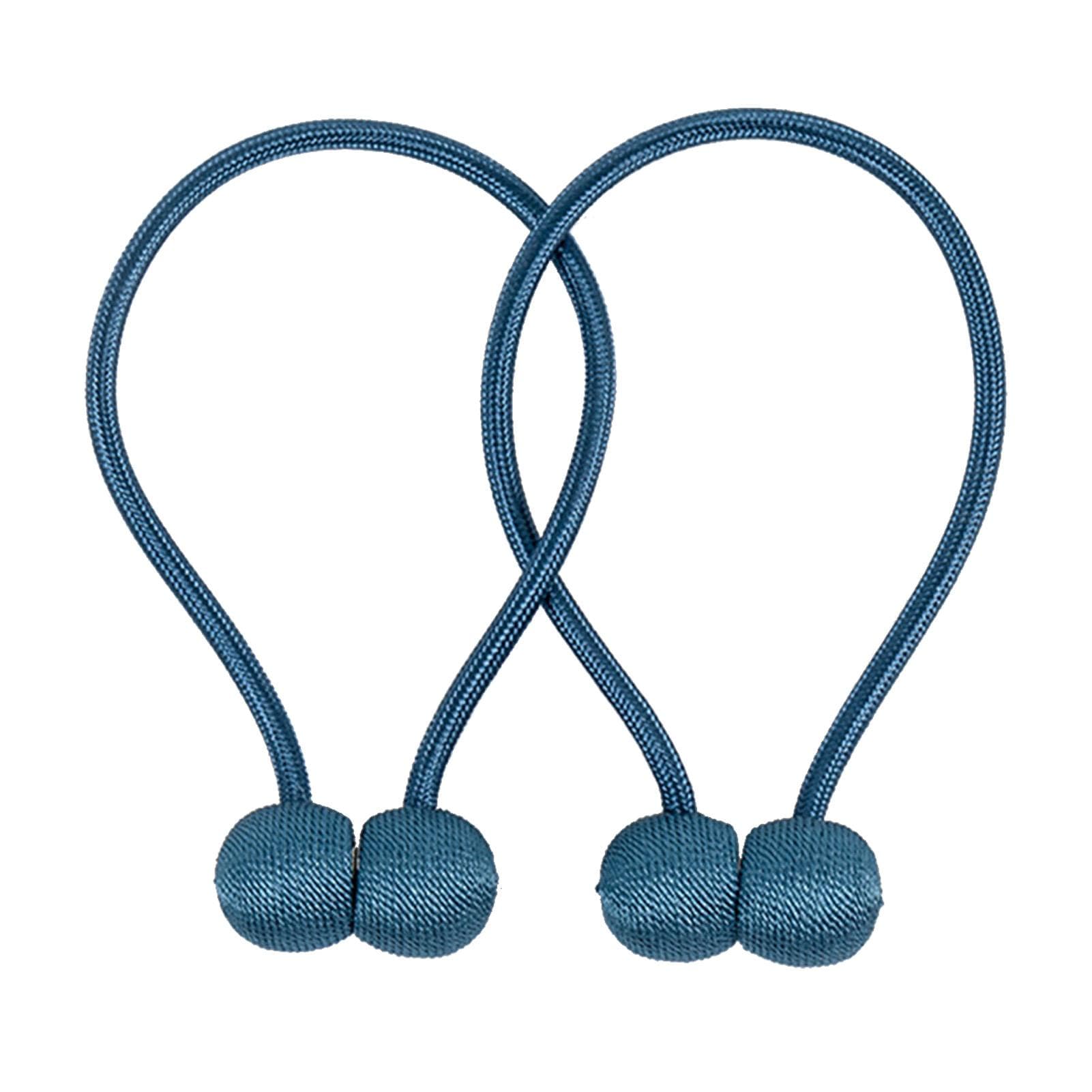 Curtain Rope Simple Elegant Pearl Magnetic Polyester Practical Curtain Tieback for Living Room blue