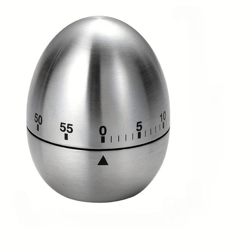 Visual Timer Mechanical Kitchen Timer for Cooking Shower Study Stopwatch Alarm Clock Cooking Countdown Time Timer Stainless Steel Egg silver