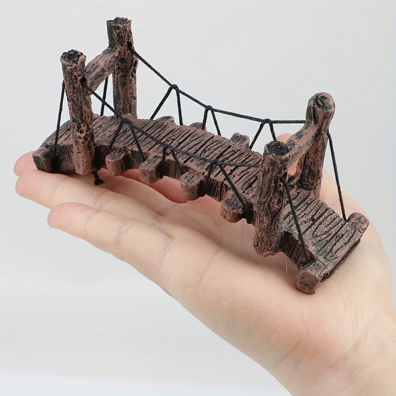 1pc Aquarium Landscape Bridge, Aquarium Decor Bridge, Aquarium Reptile Decor, Water Tank Accessories one-size brown