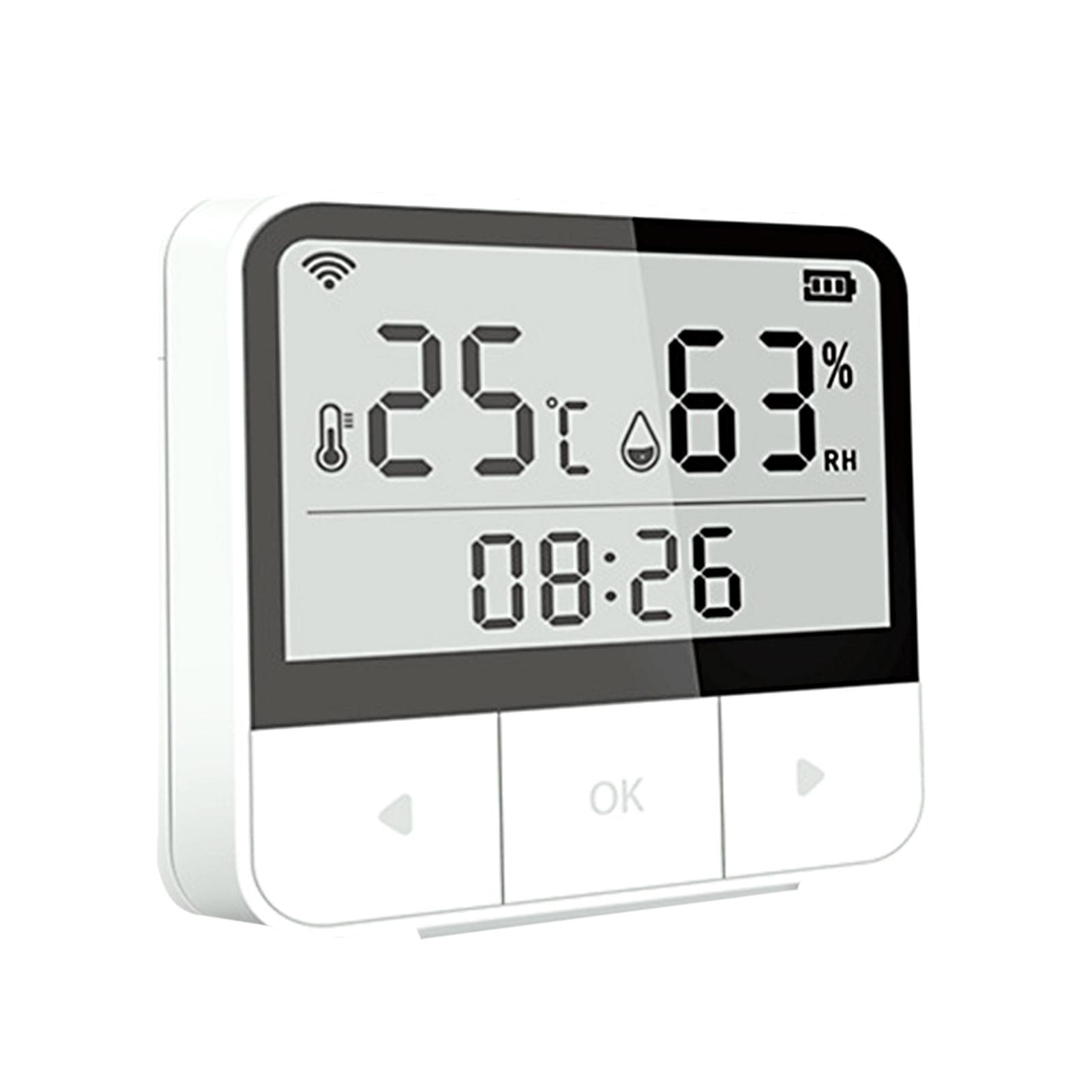 WiFi Intelligent Temperature Humidity Sensors Time Large Display for Home Office Bedroom Kitchen white