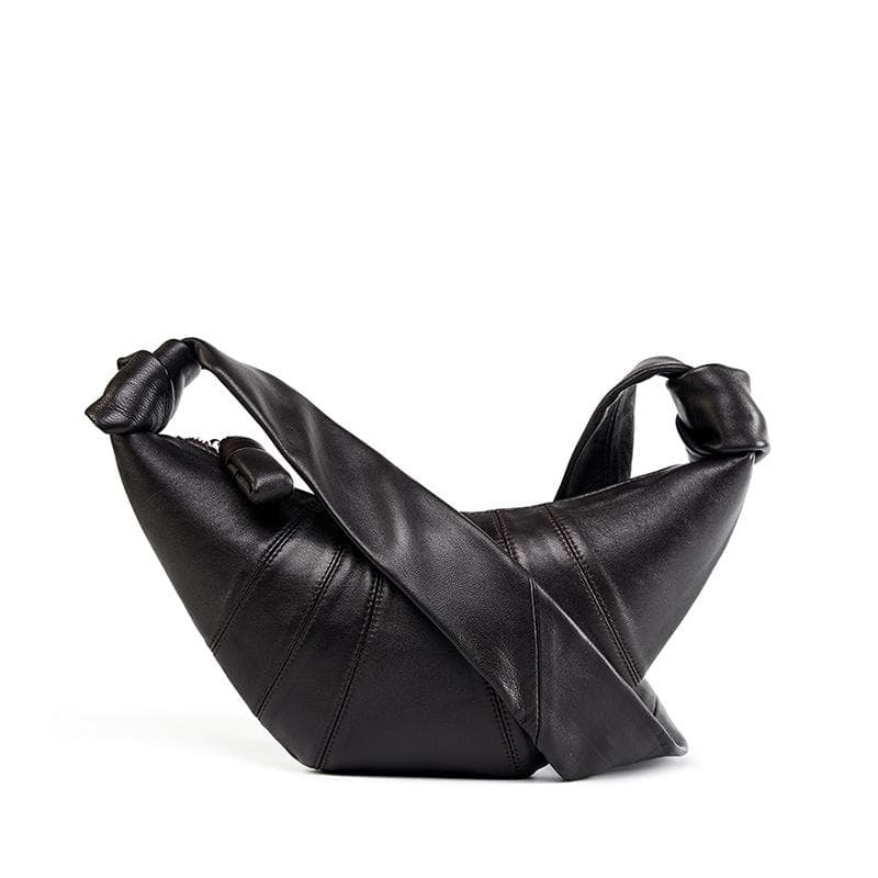 French Minority Head Layer Lambskin Croissant Bag Slant Straddle Lazy Horn Leather Shoulder Slant Straddle Dumpling Bag Woman