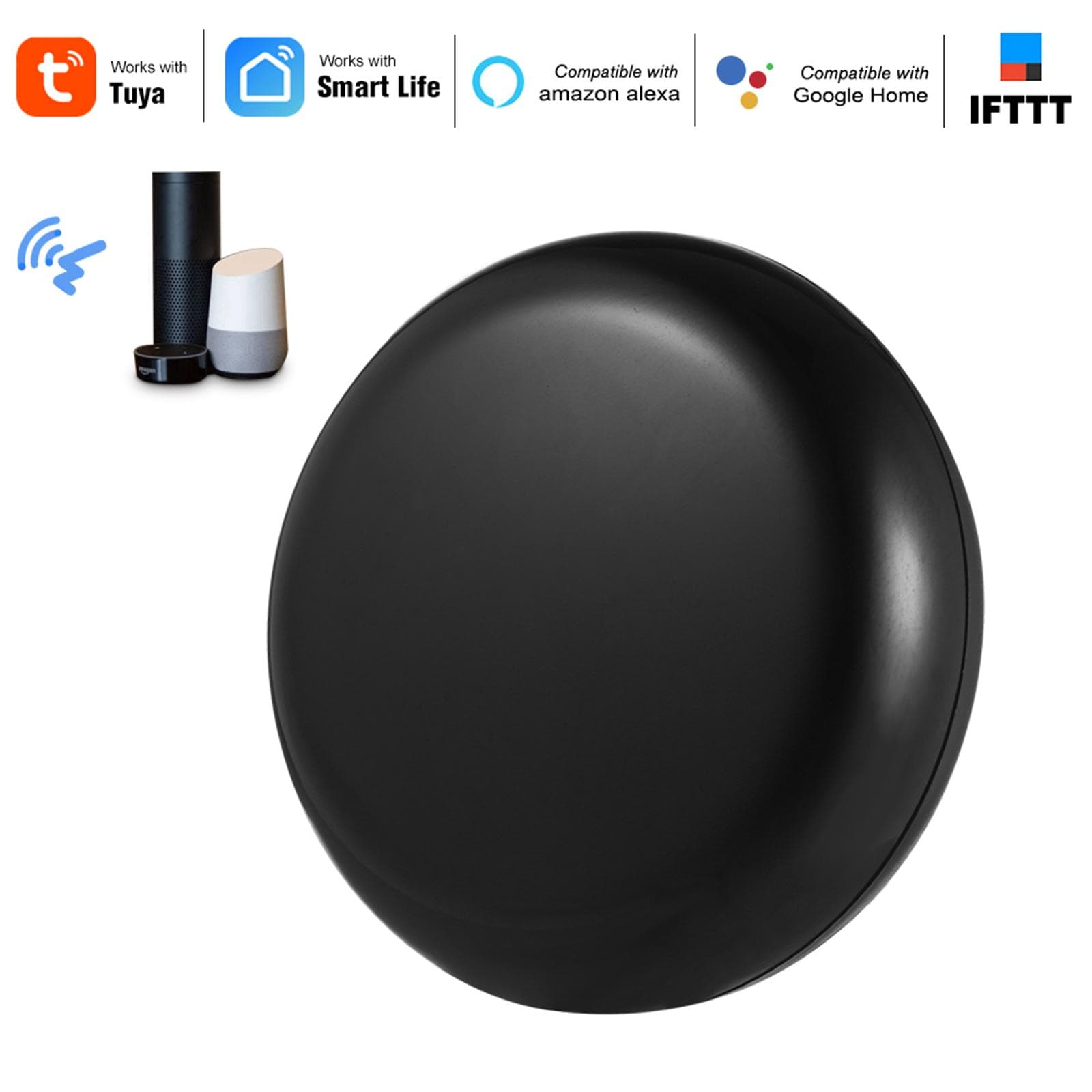 Tuya WiFi IR Remote Control for Air Conditioner TV, Smart Home Infrared Universal Remote Controller For Alexa,Google Home Black