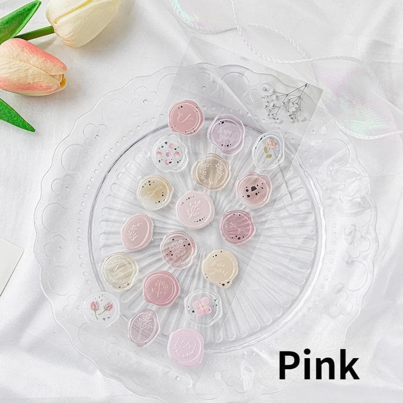 Vintage Wax Seal Stamp Stickers DIY Scrapbooking Journal Planner Decorations Stationery Envelope Sealing Tags pink