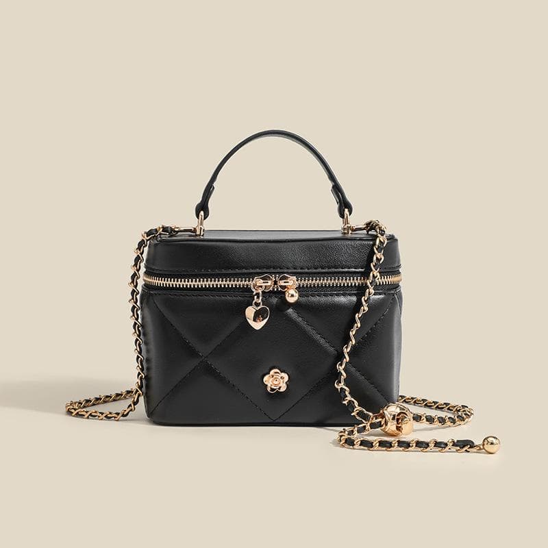 Mini Chain Box Bag Women's Small Everything Classic Diamond Lattice Small Square Bag Hand Crossbody One Shoulder Small black