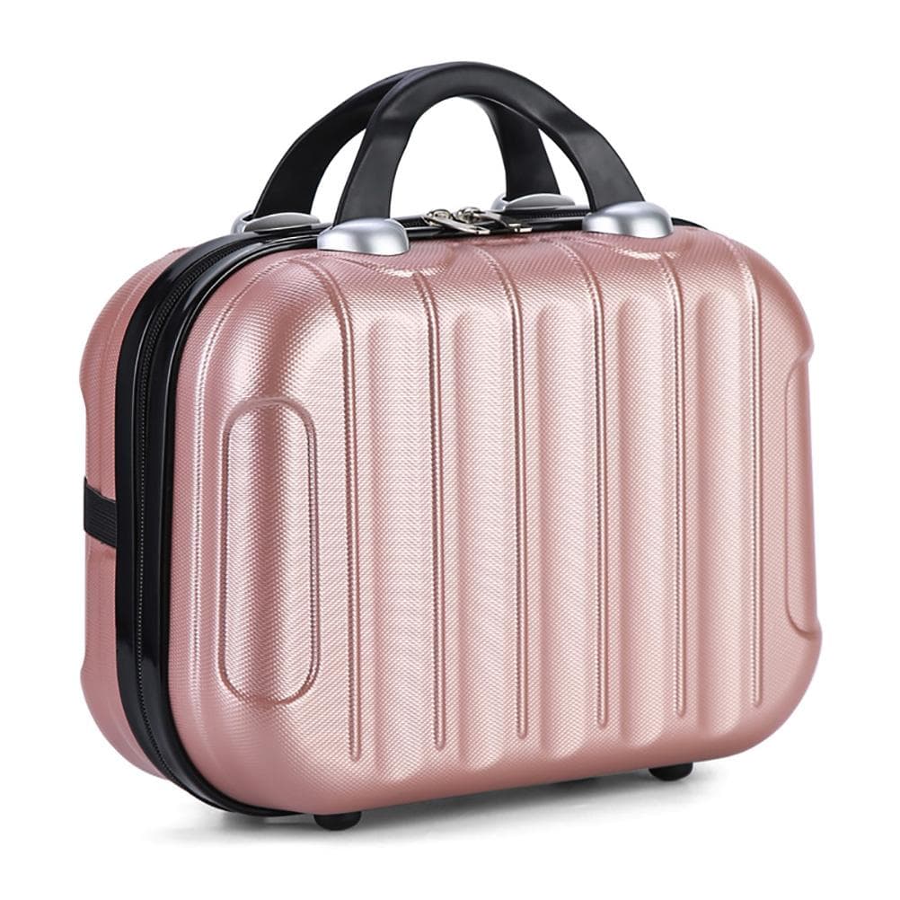 Portable Travel Bag Waterproof Cosmetic Case Mini Travel Suitcase with Elastic Straps rose gold