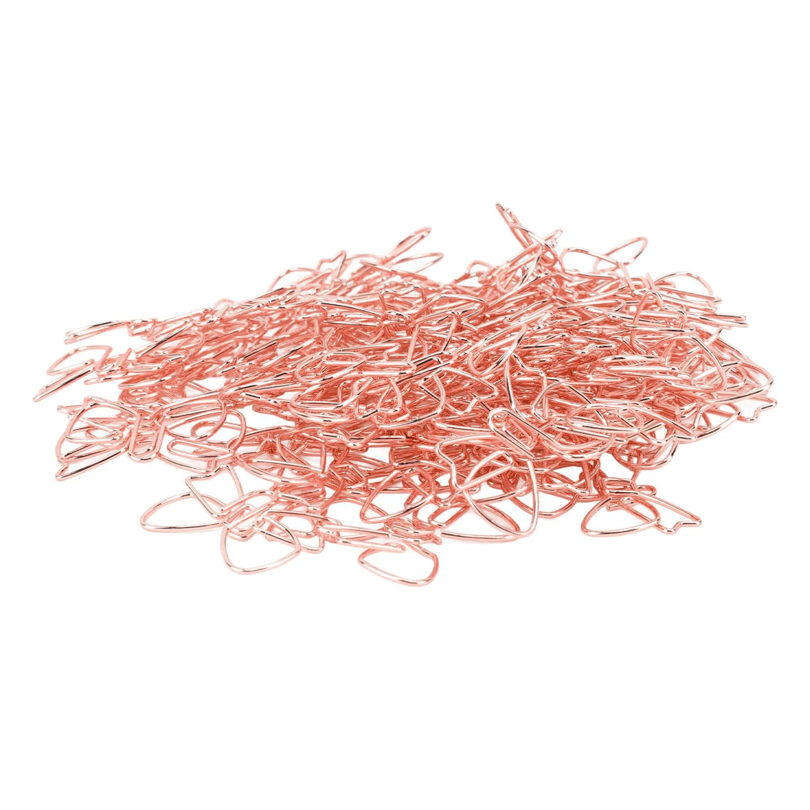 100pcs Cute Paper Clips Non Skid Bow Shape Anti Rust Colorfast Metal Office Paperclips Planner rose gold