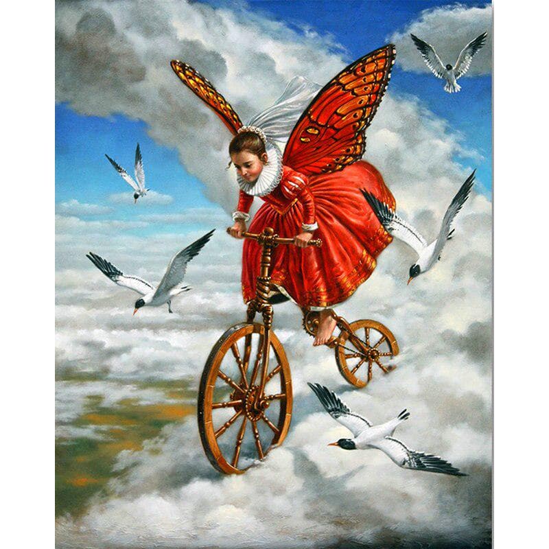 Diamond Embroidery Butterfly Girl Cross Stitch DIY Diamond Painting Diamond Rhinestones Home Decor 20X30CM