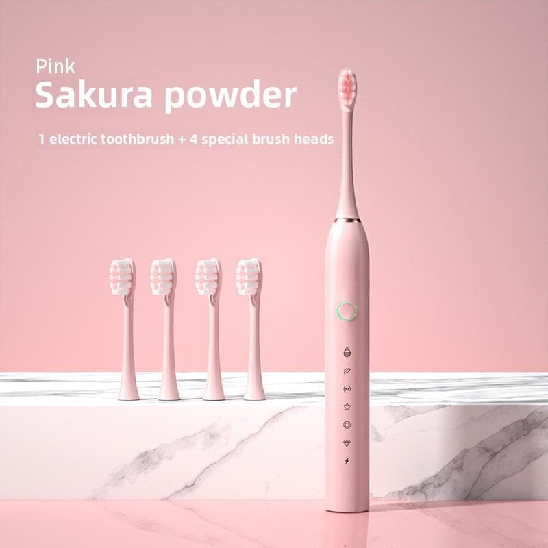 New Electric Toothbrush Adult Bright White Automatic Charging Waterproof Sonic Soft Bristle Brush Children's Men's and Women's Couple Set pink