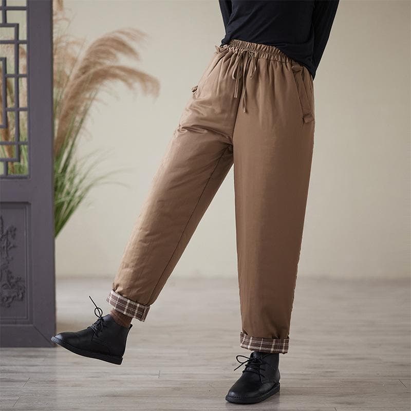 Retro Cotton Thickened Cotton Pants for Women In Winter New Loose and Slim Casual Mother Warm Harem Pants 2XL