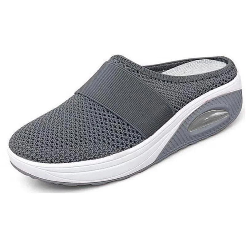 Women Wedge Slippers Premium Slippers Vintage Anti-slip Casual Female Platform Retro Shoes Plus Size Orthopedic Diabetic Sandals 38 dark grey