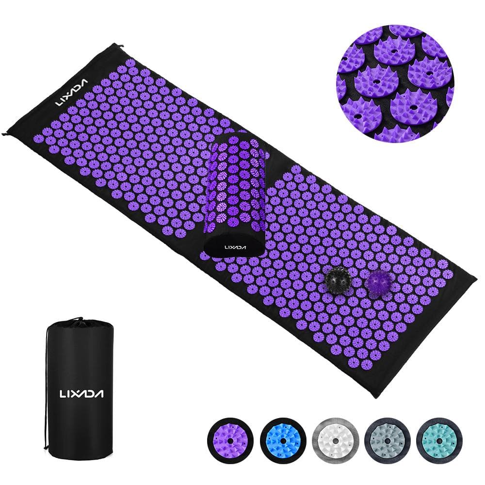 Lixada Acupressure Mat and Pillow Set with Massage Balls and Carry Bag for Back Neck Pain Relief