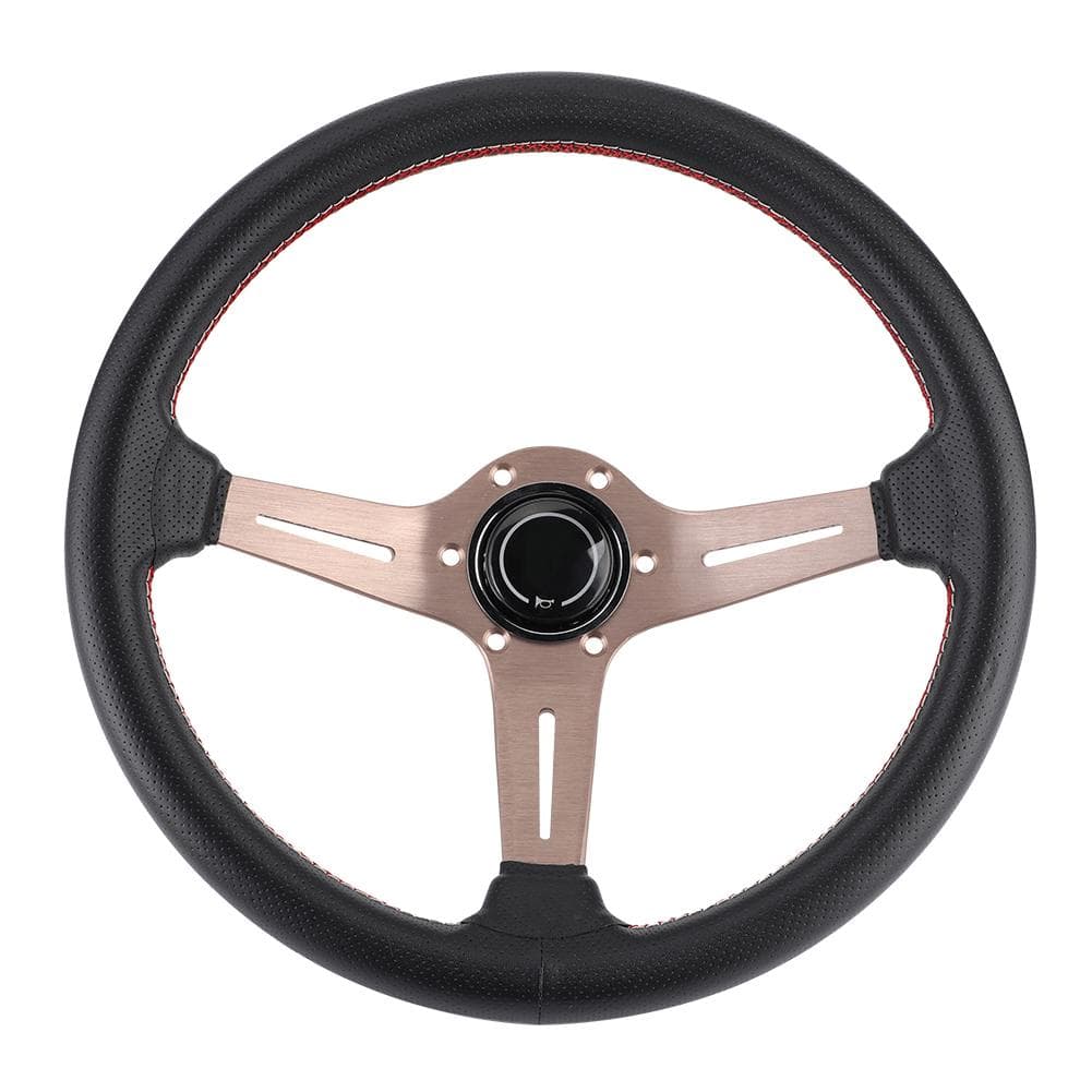 250mm14in for NARDI Style 6Bolt Half Dish Black Perforated Leather Racing Steering Wheel W Horn