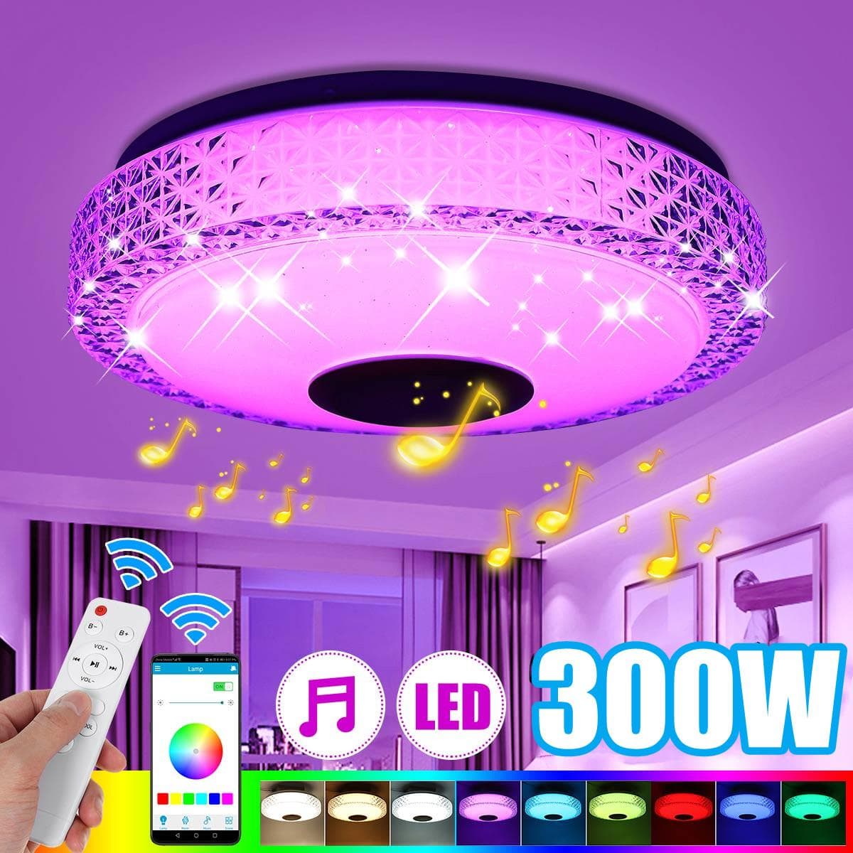 300W Modern LED Ceiling Lights RGB Home Lighting APP Bluetooth Music Light Bedroom Lamps Smart Ceiling Lamp Remote Control 1 set