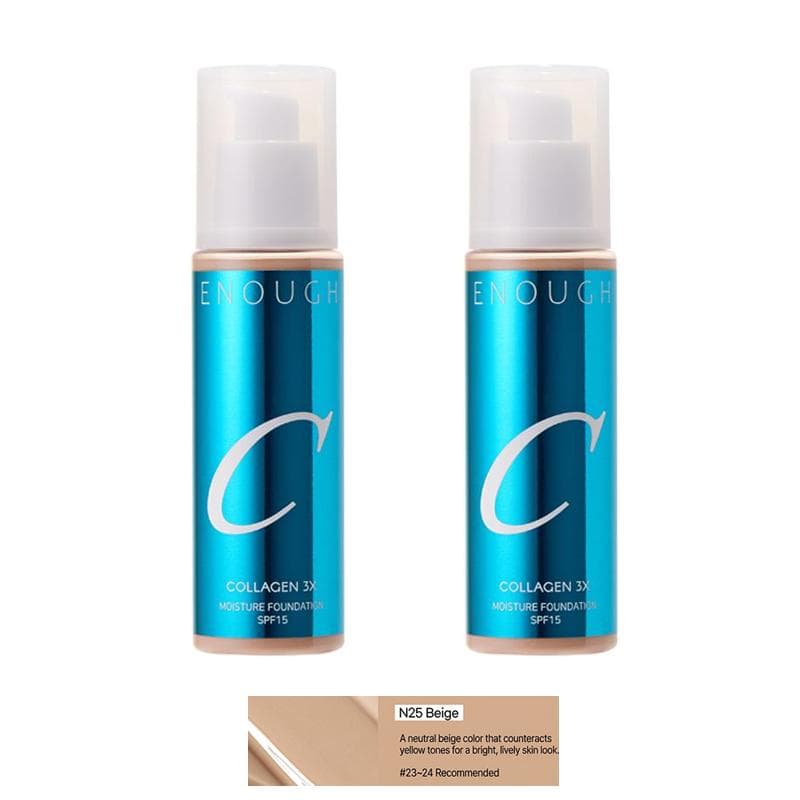 ENOUGH COLLAGEN 3X Moisture Foundation SPF 100mL (30 Options) #N25 Beige x 2PCS