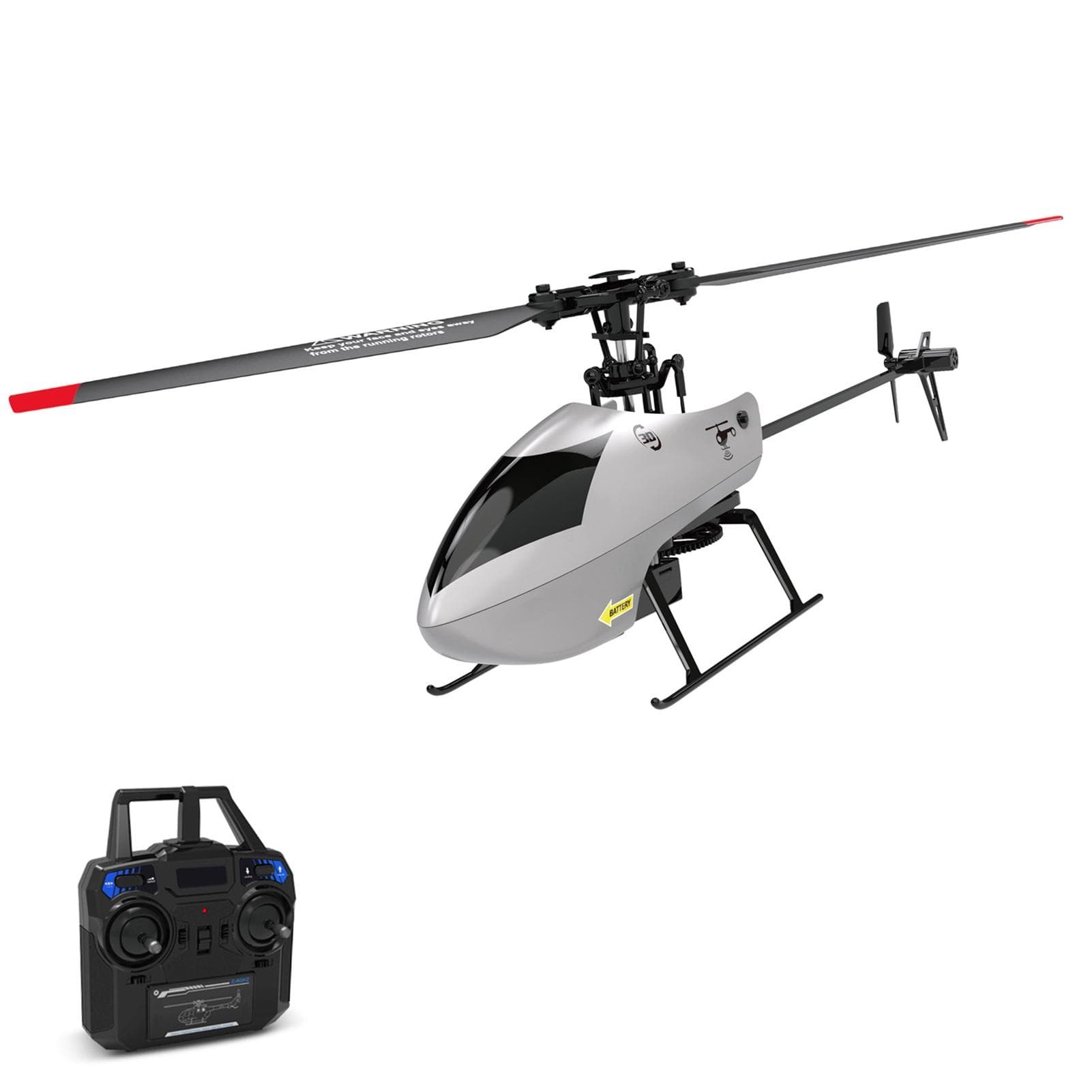 Remote Control Helicopter 2.4GHz Remote Control Drone 6-axis Gyroscope Stabilization Aileronless 1 battery silver