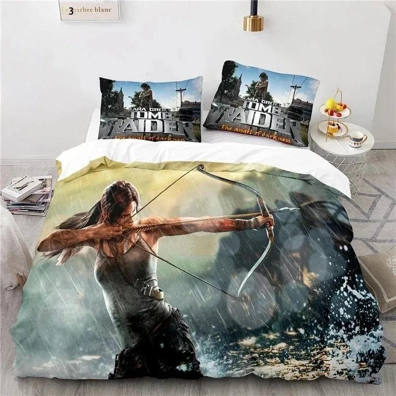 3D print Game Tomb Raider Bedding Set Boys Girls Twin Queen Size Duvet Cover Pillowcase Bed Kids Adult Home Textile 70x133cm 2pcs