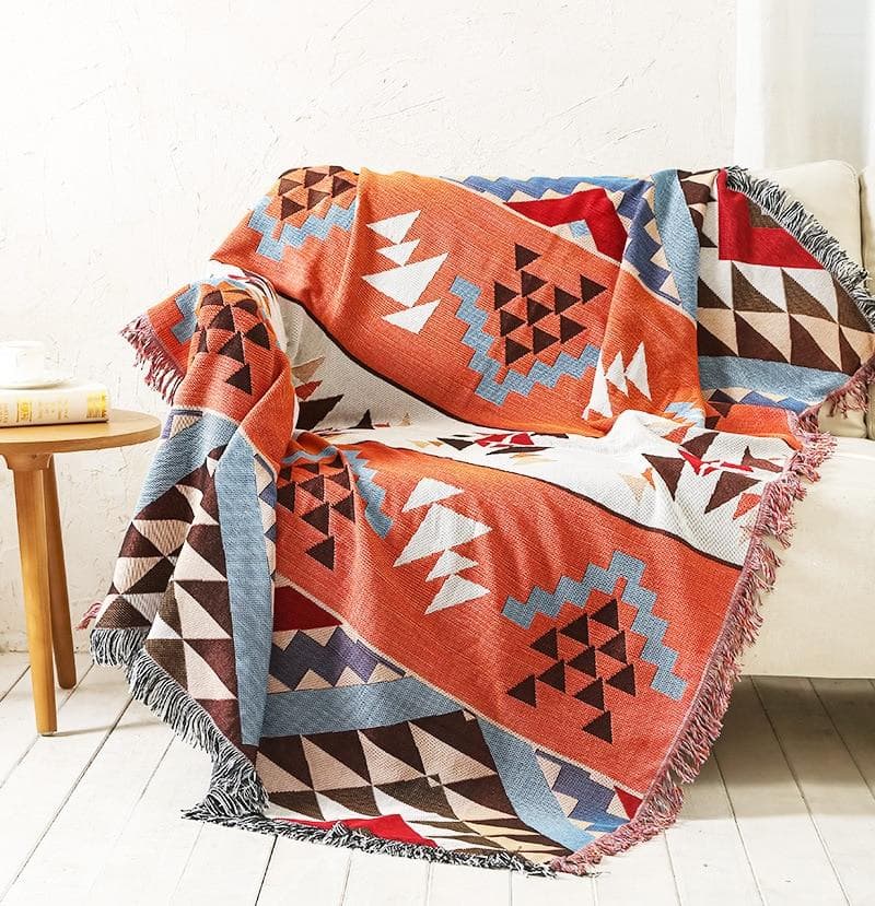 Double Side Bohemian Plaid Blanket for Sofa Bed Decorative Blanket Picnic Blanket Boho Sofa Cover Throw Blanket with Tassel 130x160cm