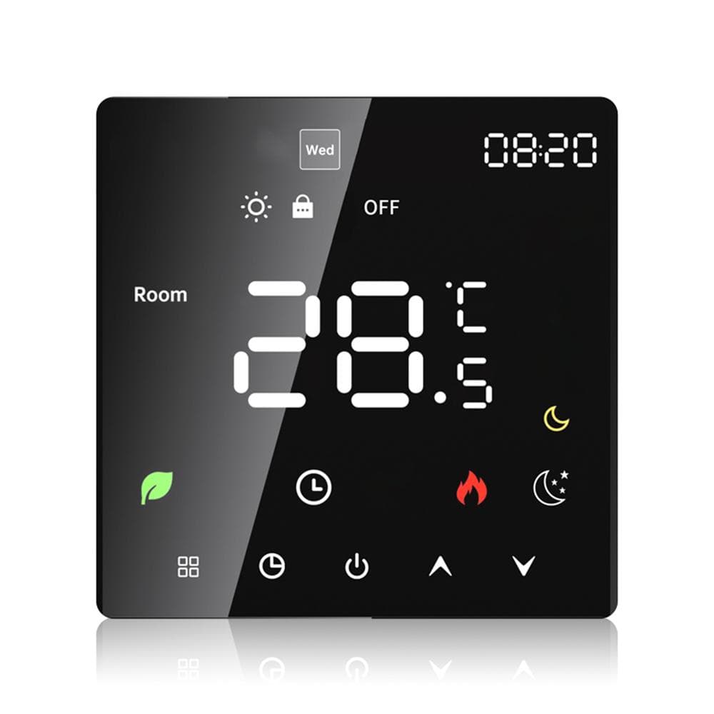 Smart Thermostat for Home Touchscreen Programmable Temperature Control IP20 Protection Auto/Manual Voice Control Water Heating black