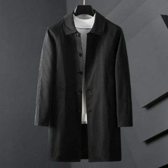 Men's Mid-Length Trench Coat, Spring/Autumn, Lapel Casual Korean Style, Loose Fit, Business Casual, Lightweight, Large Sizes Available. M