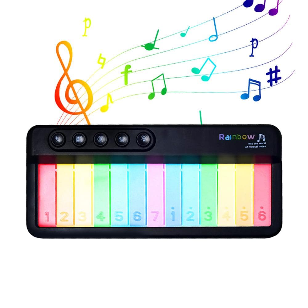 13 Key Colorful Music Keyboard Piano Musical Instrument Colorful Light Music Box Portable Piano black