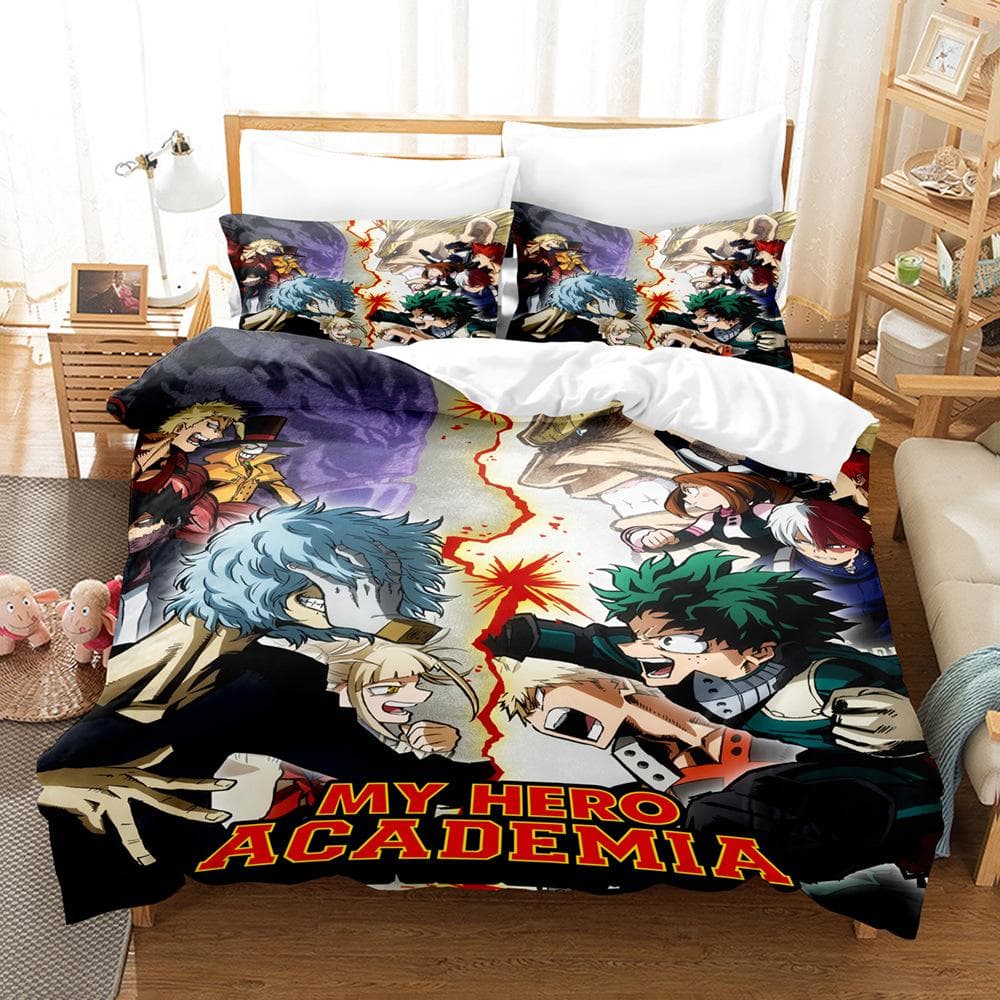 New My Hero Academia Bedding Set Japan Anime Soft Bedclothes Single Double Queen Twin Full Size Duvet Cover Teens Boys Bed Linen US Twin172x218cm