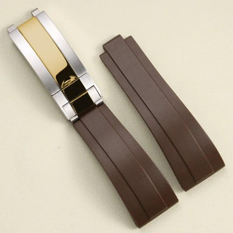 21 20mm Black Blue Brown Blue Rubber Watchband For Rolex Submariner DMT Daytona Strap Tape Delpoyment Clasp With Crown Logo 32  21mm with logo