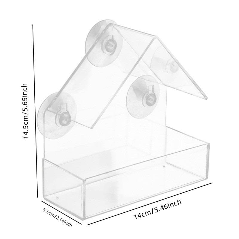 Practical Bird Feeder Transparent Food Dispenser House Outdoor Window Birdfeeder Water for Finches Chickadees