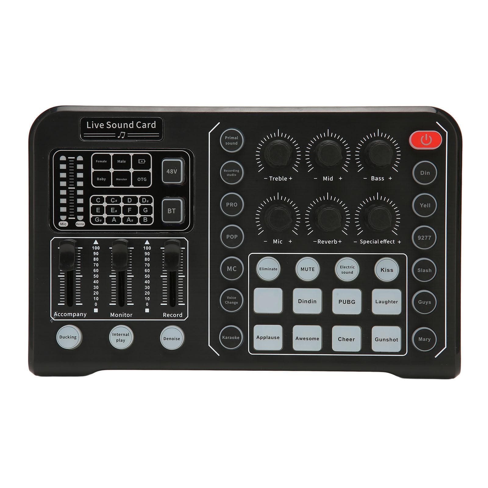 Live Sound Card Noise Reduction Plug and Play Voice Changer Sound Mixer Board for Karaoke Live
