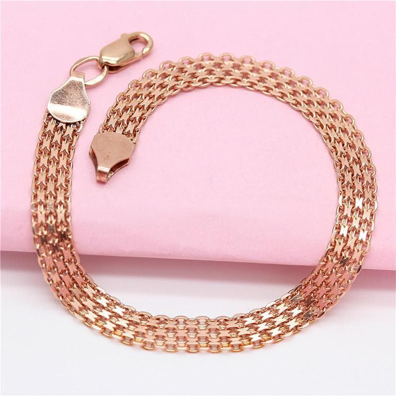 2023 New Rose Gold Color Bracelet Wide Lace Chain Classic Temperament Female New Product for Girlfriend and Mother Gift 18cm rose gold