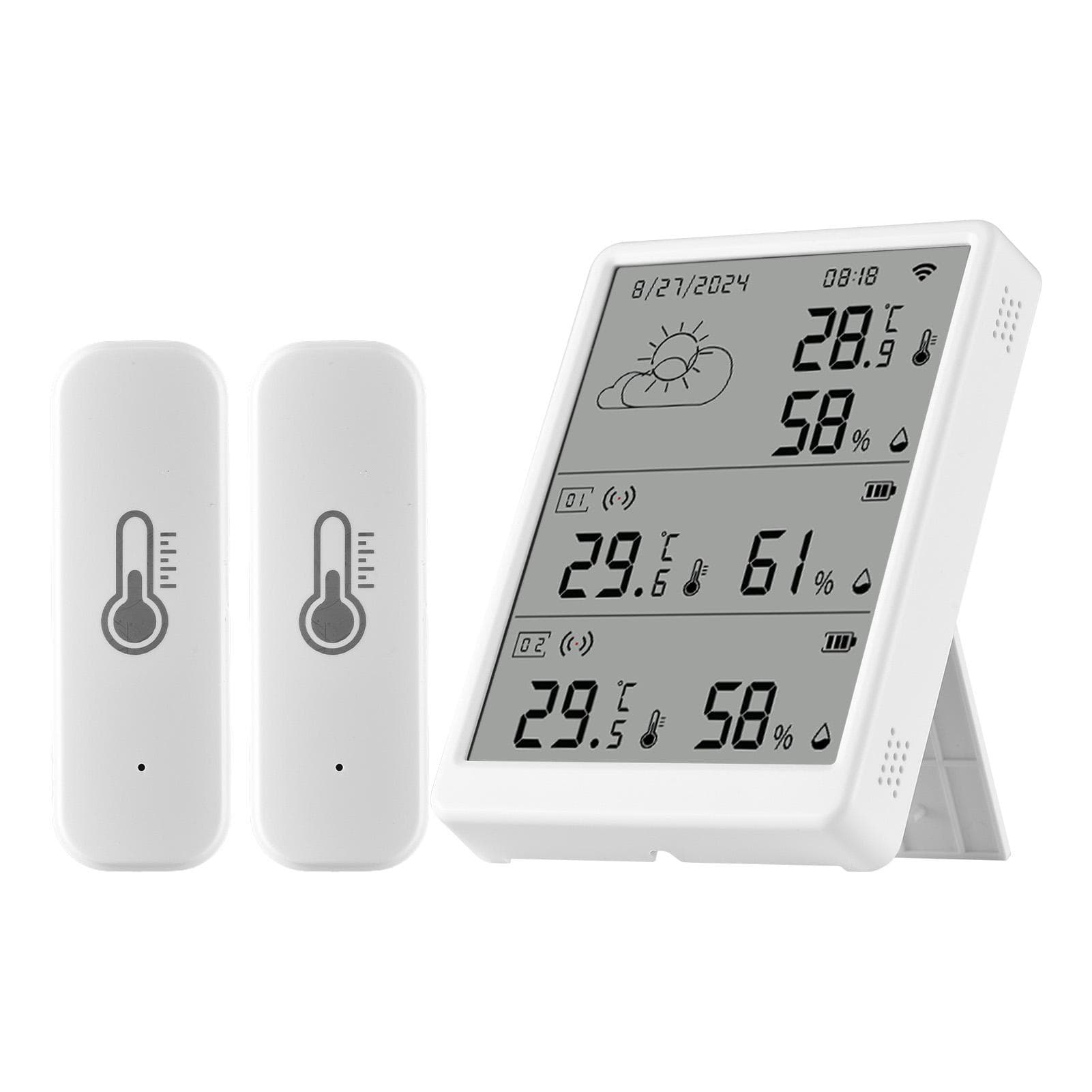 WiFi Smart Temperature Humidity Monitor With Sensor APP Remote Control Digital Temperature Humidity white