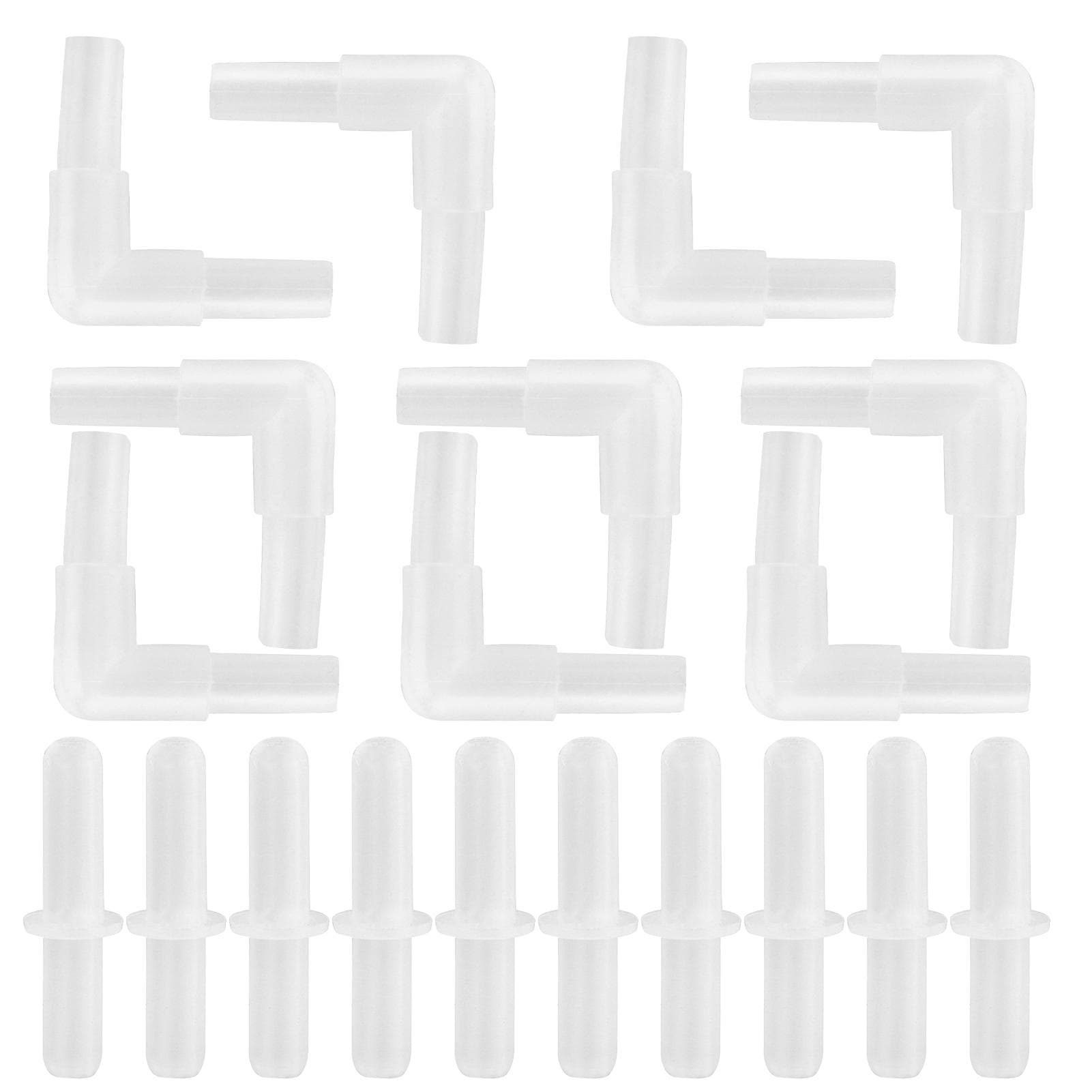 Aquarium Air Valve Connector Plastic Inner Tube (10 Right Angle Elbows And 10 Straight Passes)