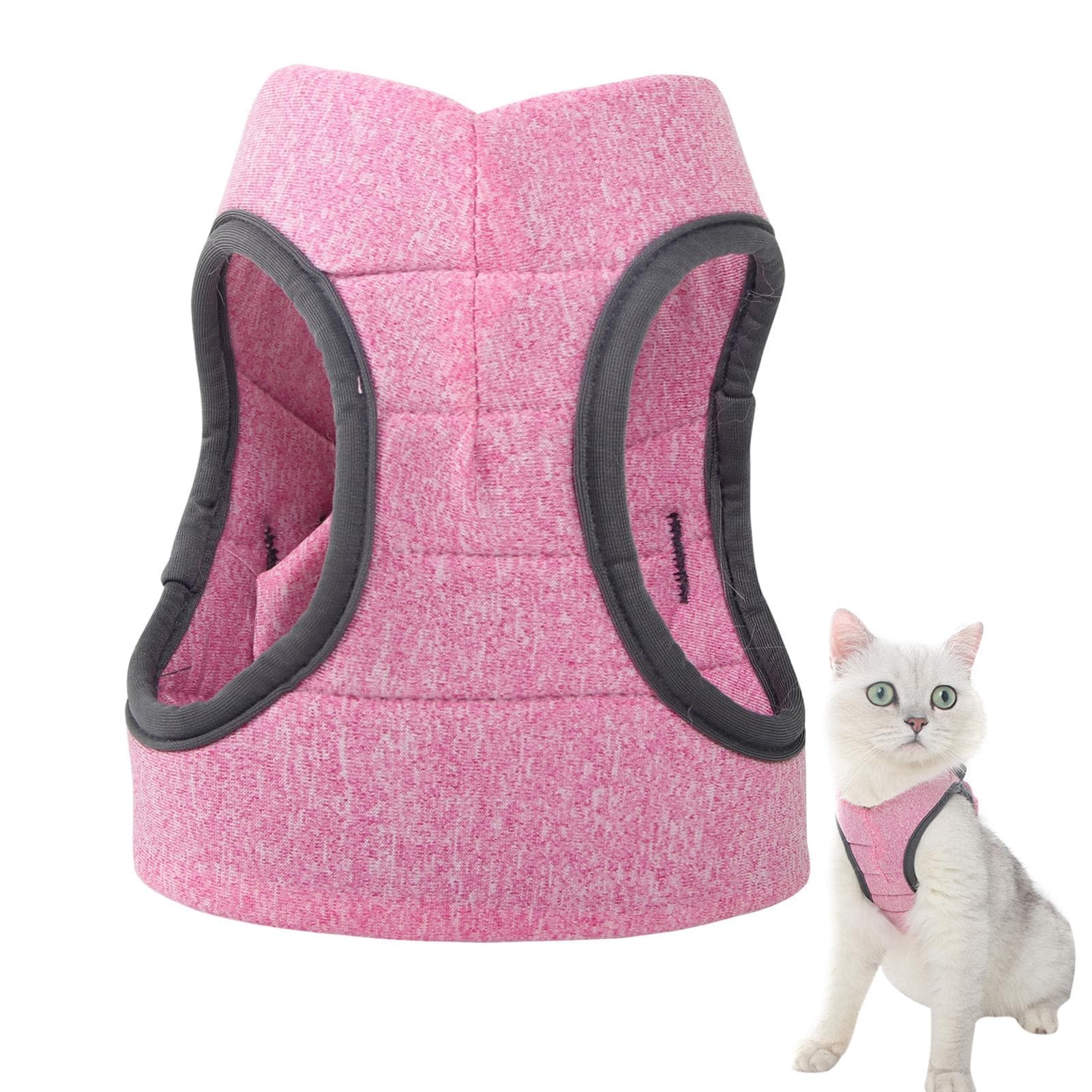 Cat Harness Leash Escape-proof Lightweight Breathable Adjustable Soft Dog Pet Vest Small pink