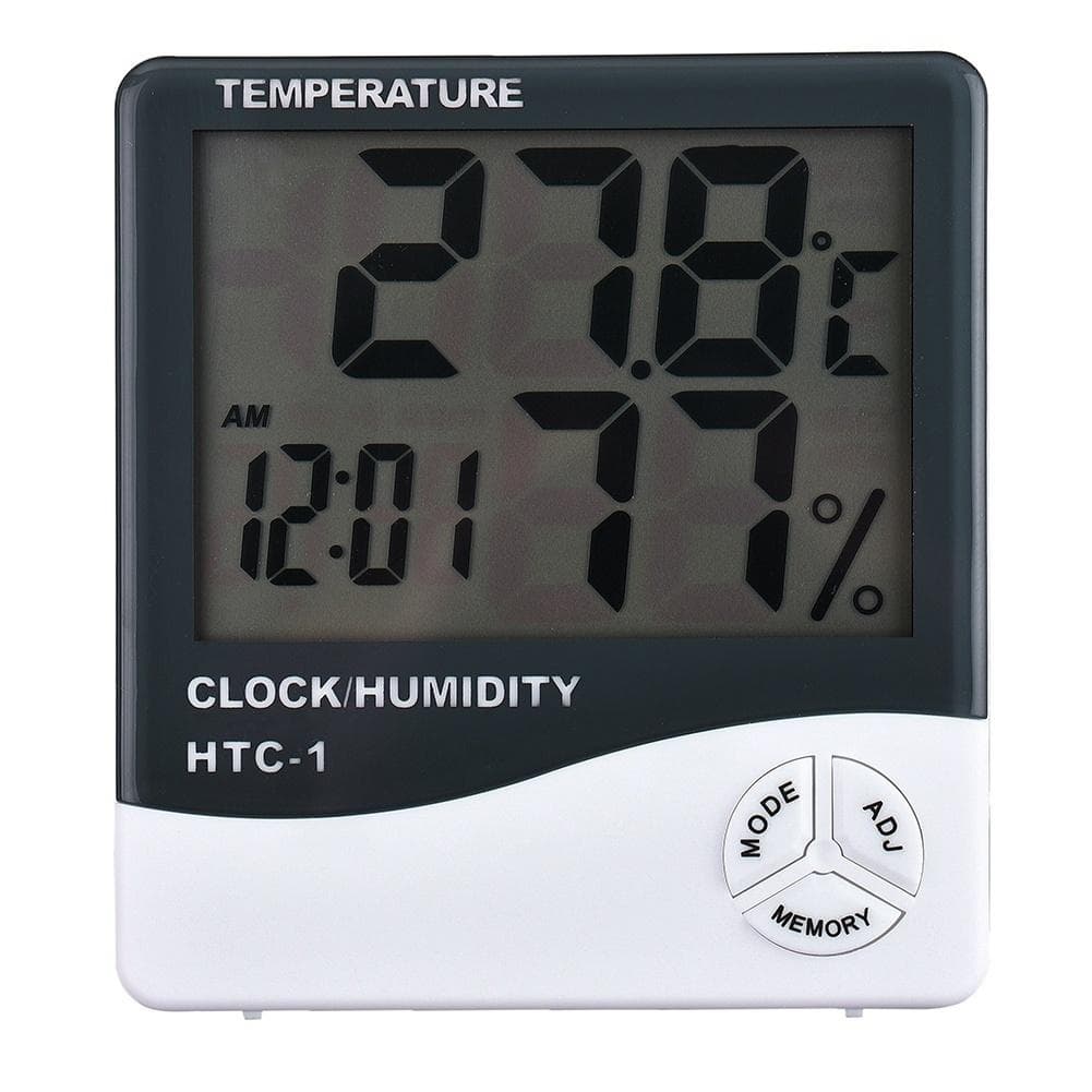 HTC-1 Multifunction Digital Thermometer Humidity Gauge Clock with Big Screen Room Digital