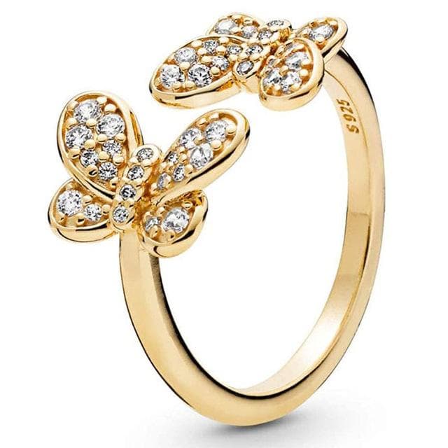 925 Sterling Silver Ring Butterfly Infinity Stones Peach Blossom Logo Stacking Triple Band Ring For Women Gift Fashion Jewelry 6