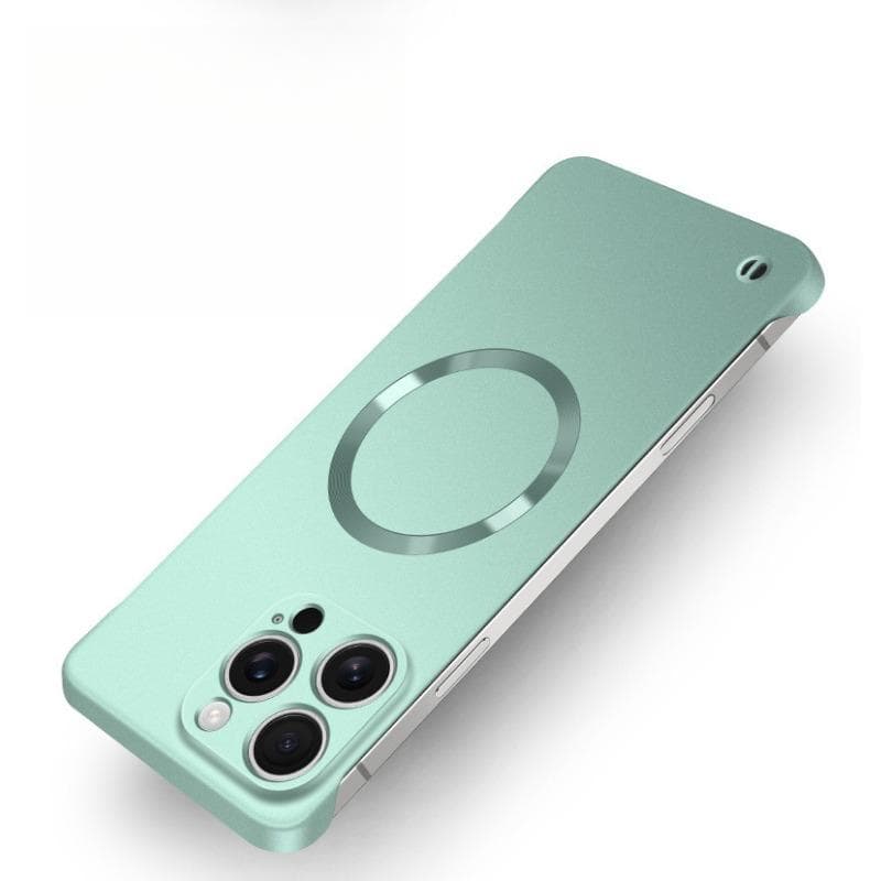 Applicable To IPhone16proMax Frameless Magnetic Suction Phone Case Apple 15 Matte Refined Hole 14 Anti-fall Protection Case iPhone12pro green