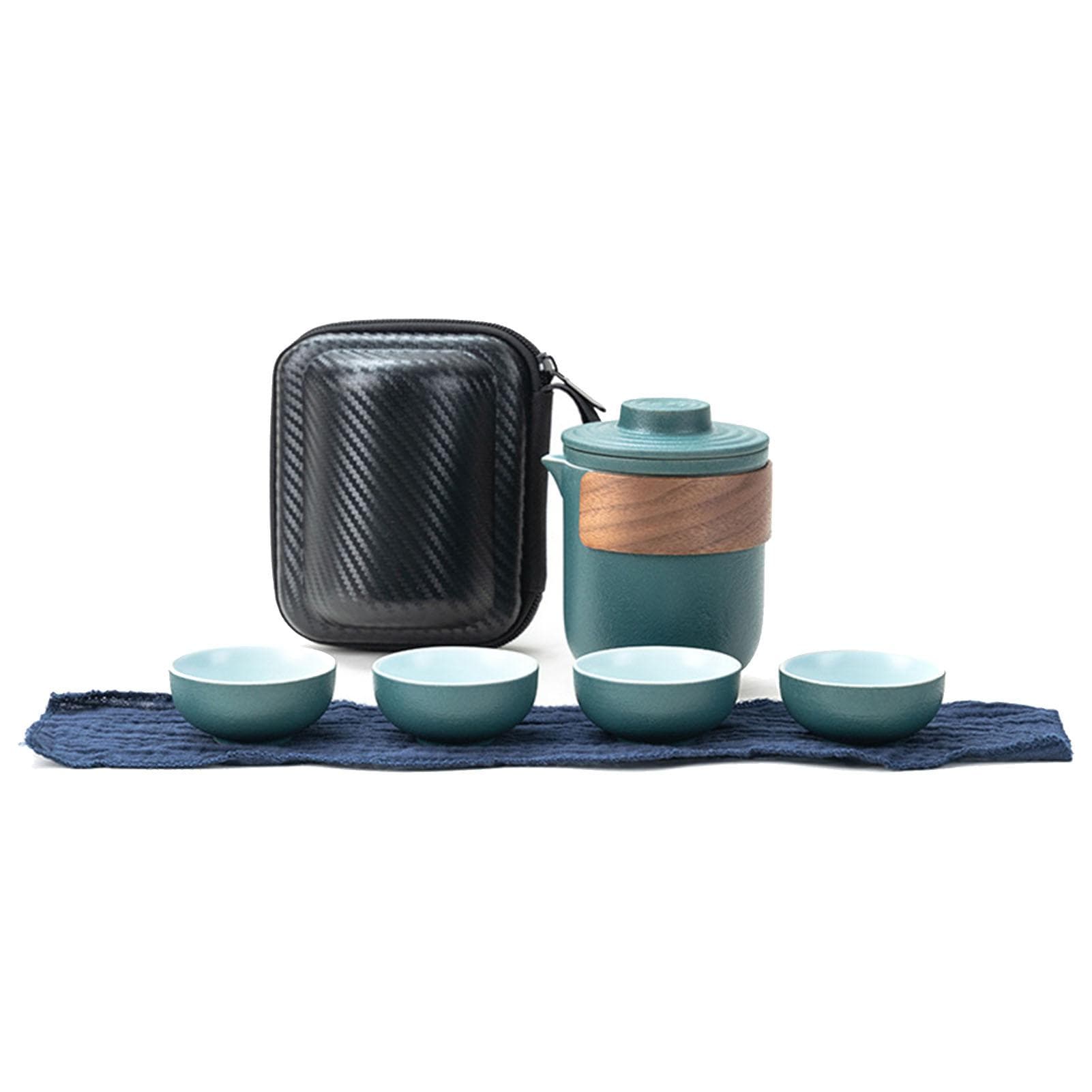 Travel Tea Set Portable Anti Burn Mini Ceramic Teapot Infuser Set for Outdoor with Storage Bag