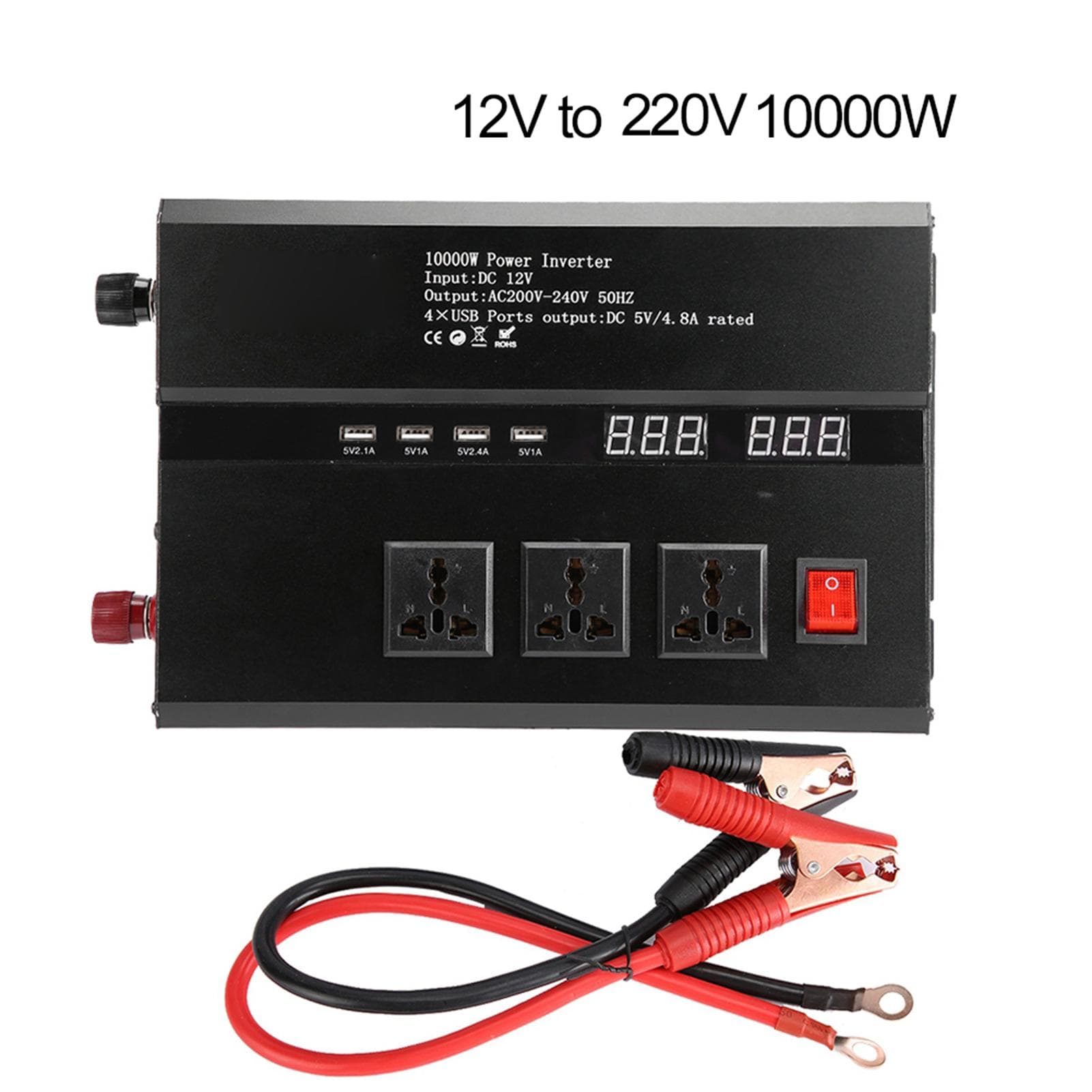 Aluminum Alloy Voltage Inverter Converter High Power Correction Sine Waves for Car Truck 12V to 12V to 220V