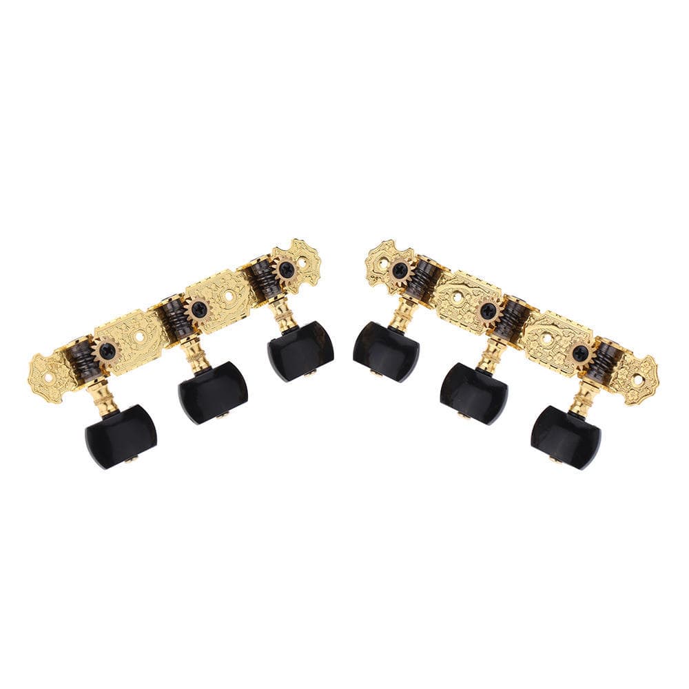 Alice AOS-020B3P 1 Pair Gold-Plated 3 Machine Head Classical Guitar String Tuning Keys Pegs black/golden