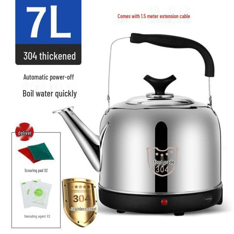 Electric Stainless Steel Kettle with Whistle, Large Capacity, Auto Power-Off, Insulated Household Teapot