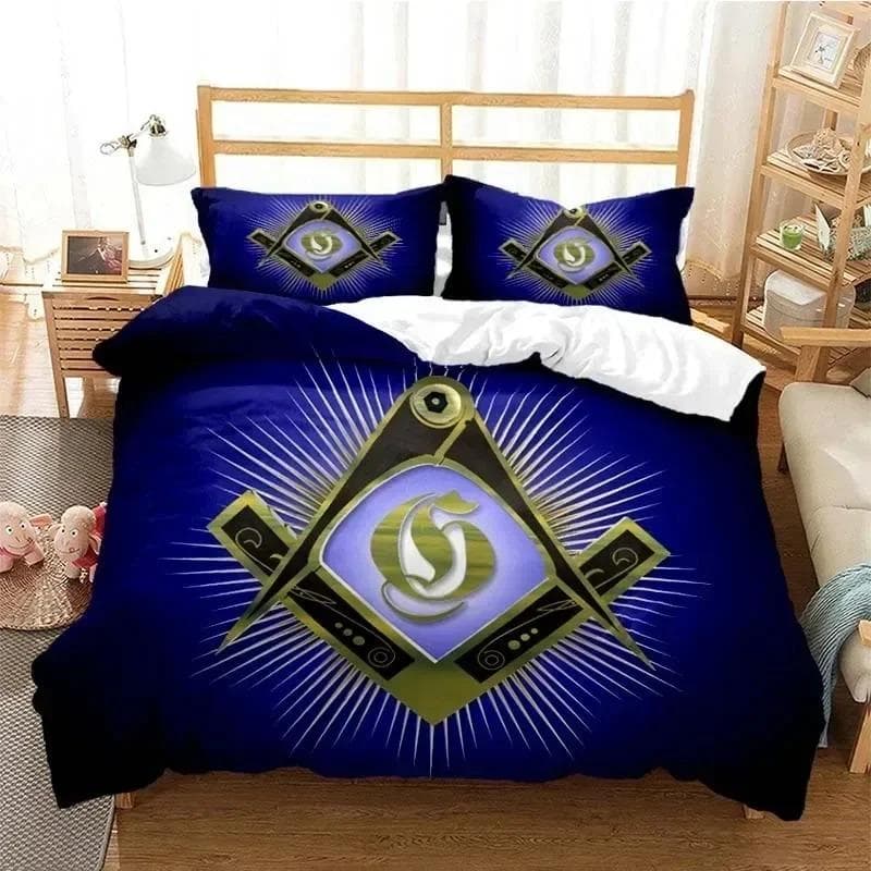 Masonic Freemason Illuminati Bedding Set Boys Girls Twin Queen Size Duvet Cover Pillowcase Bed Boys Adult 70x133cm 2pcs