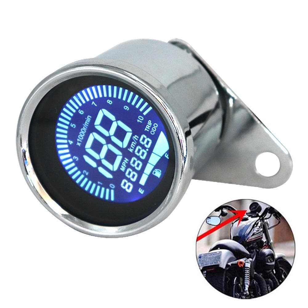 Universal 12V Motorcycle Instrument Modified Digital Motorbike Speedometer Tachometer Gauge LCD silver
