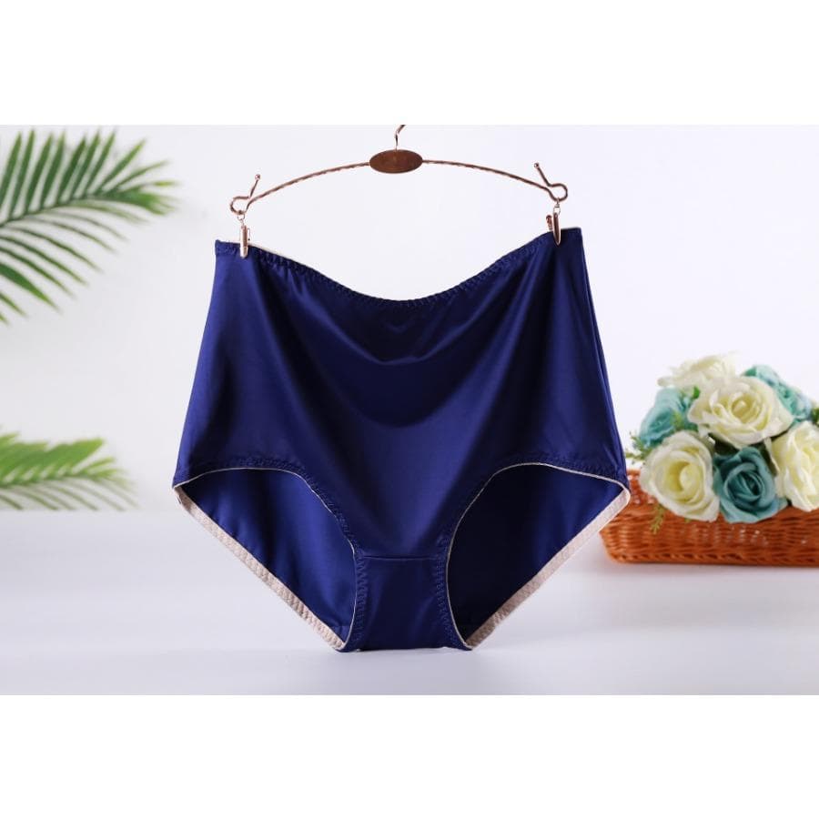High Waist Panties Women Plus Size Lingerie Satin Briefs Female Oversized Underwear Soft Comfortable Knickers XL sapphire