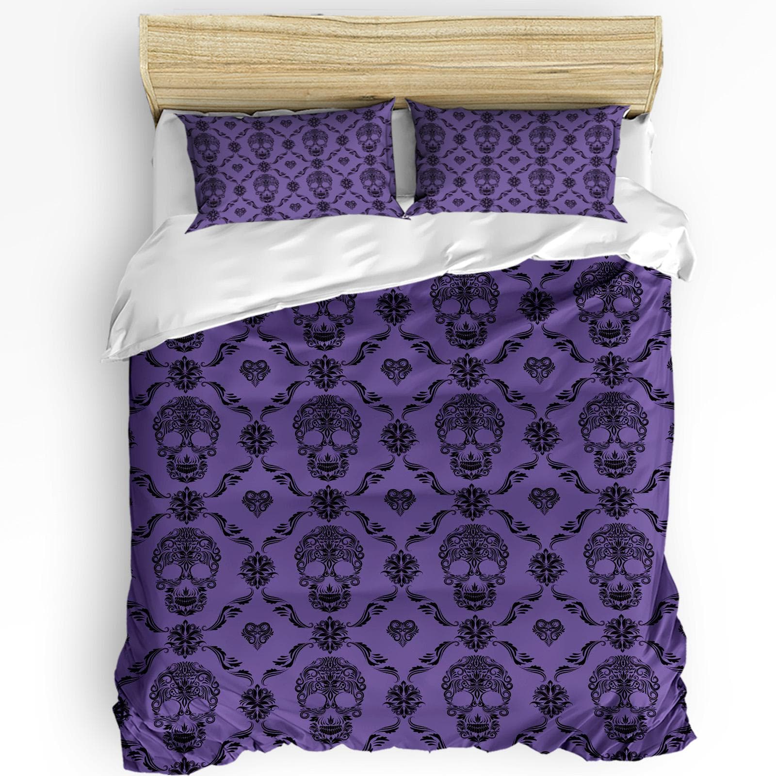 Halloween Haunted Mansion Purple Black Duvet Cover with Pillow Case Custom 3pcs Bedding Set Quilt Cover Double Bed Home Textile EU single(135x200cm)