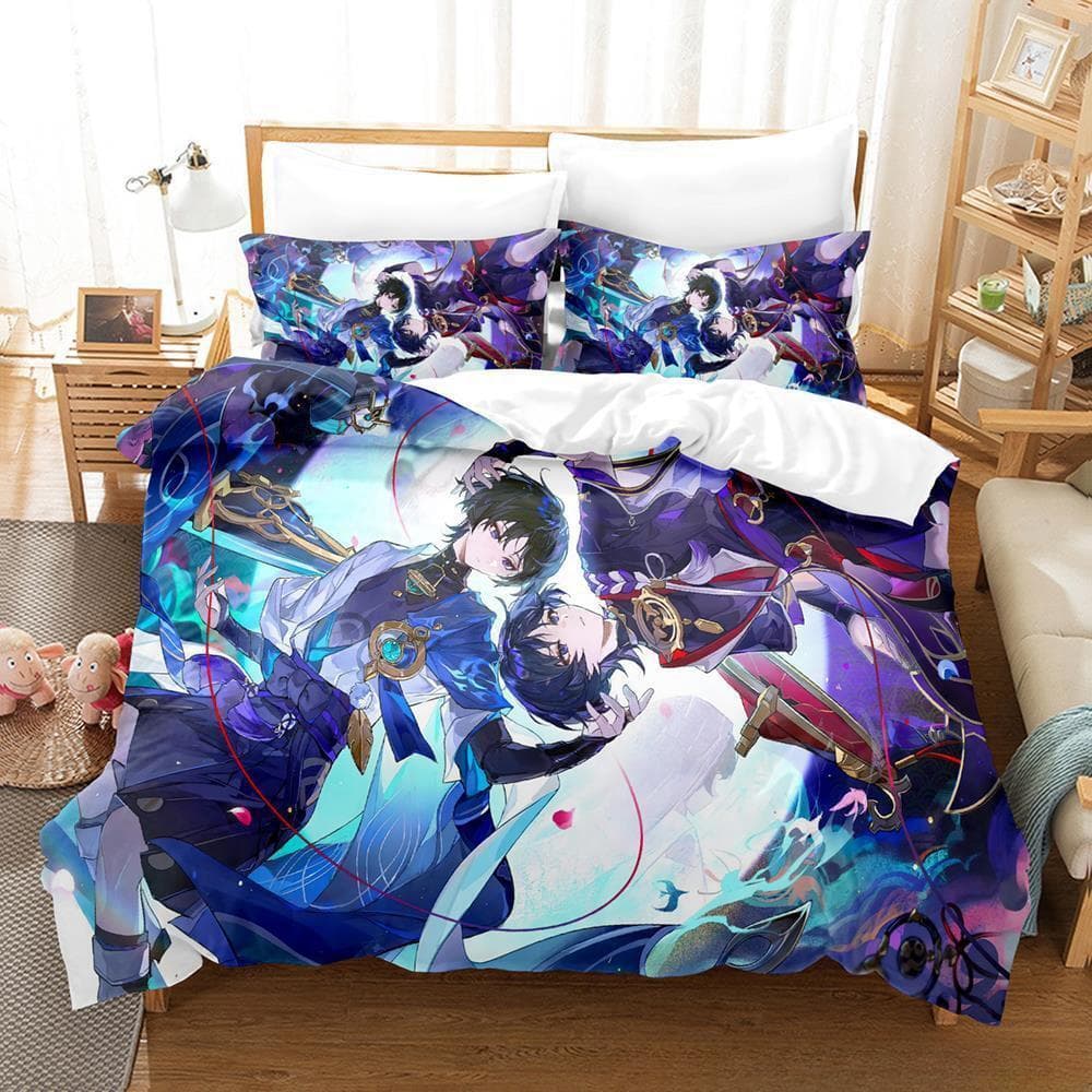 Anime Game Genshin Impact Scaramouche Bedding Set Cartoon Anime three-piece set Adult Kid Bedroom Duvet cover Sets Home Textiles EU Twin 135x200cm