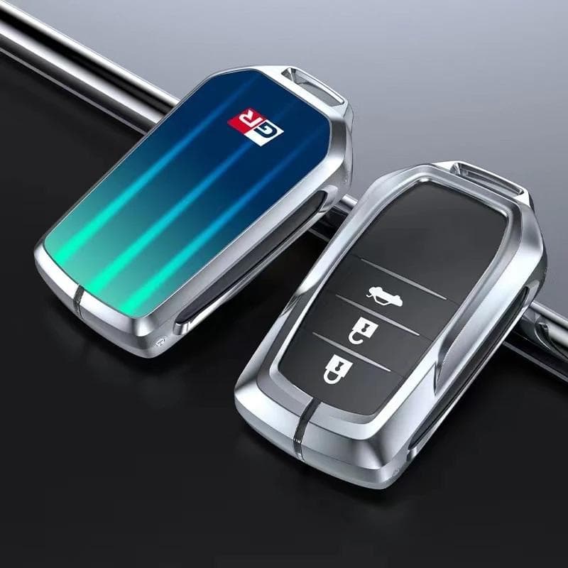 Car Metal Alloy Key Remote Cover Shell For GR Sport Gazoo Racing C-HR RAV4 Mirai Avensis Prado Auto Accessories Styling A green