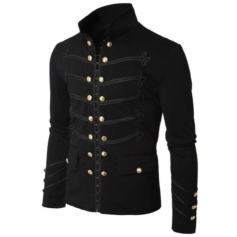 Vintage Men's Double Breasted Steampunk Jacket For Medieval Cosplay Events M black
