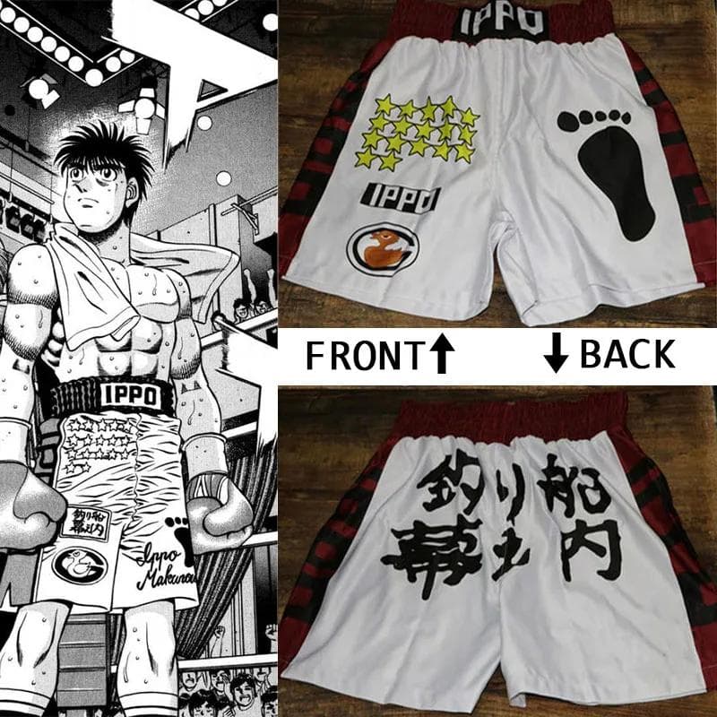 Ippo Anime Shorts Men Makunouchi Manga Print Gym Shorts Quick Dry Mesh Short Pants Cosplay Fitness Baggy Boxing Shorts 3XL