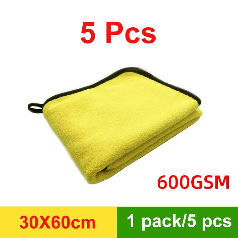 Microfiber Towel Car Microfiber Cloth Wash Towel Microfiber Cleaning Cloth Car Wash Drying Towel Auto Detailing 30x60cm/1 pack /5 pcs yellow