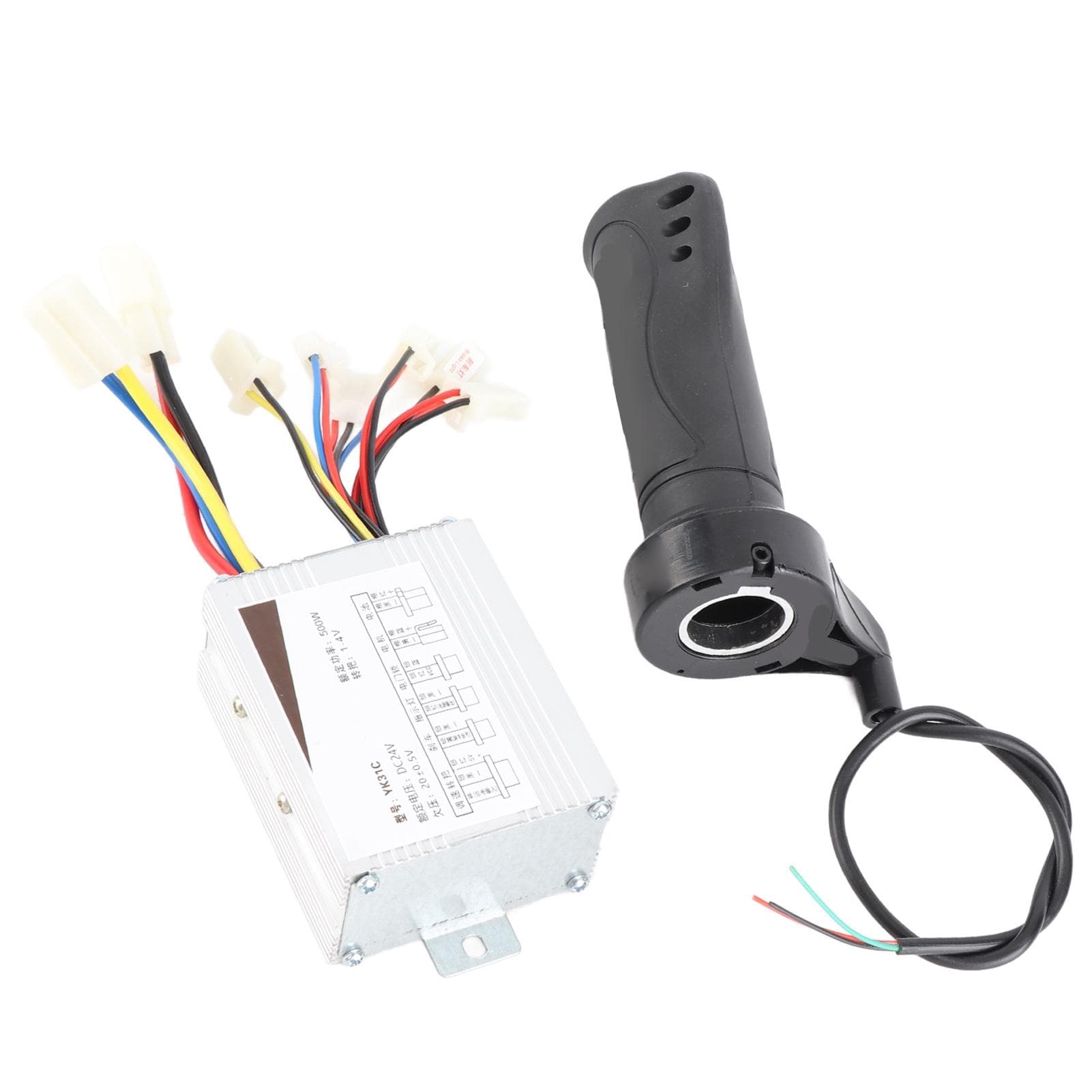 24V 500W Brushed Controller Broken Line Electroplate Throttle Grip Set for Electric Bike